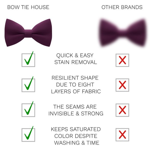 Classic Pre-Tied Soft Crape Bow Tie for Adults & Children, by Bow Tie House - Picture 3 of 5